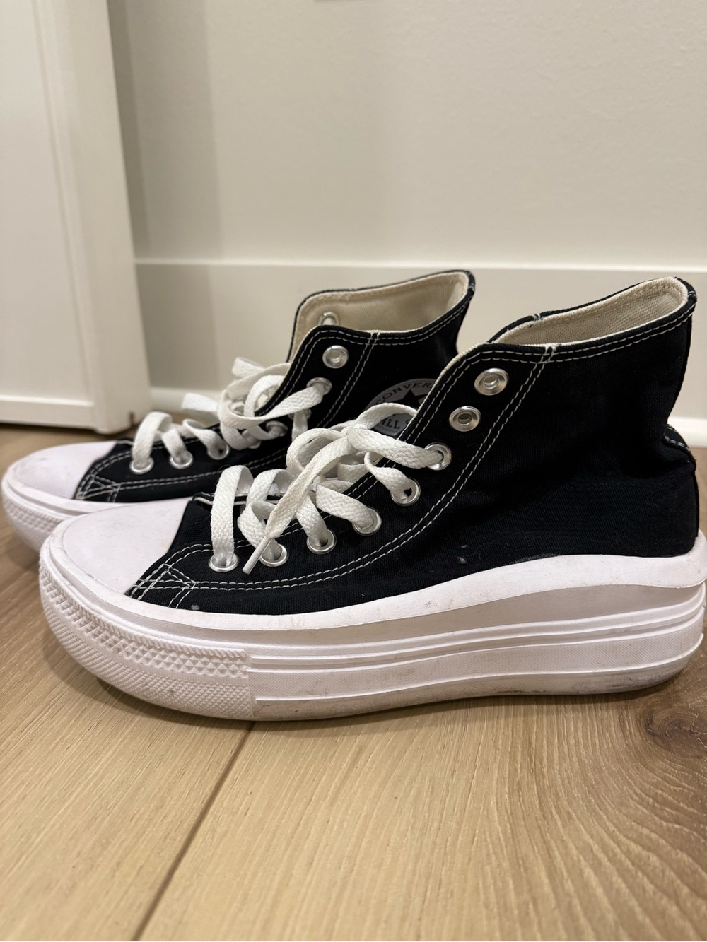 Black High-Top Canvas Platform Converse - Women's